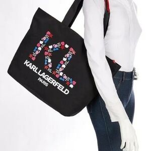 Karl Lagerfeld Paris Kristen Black Nylon Signatire Logo Tote